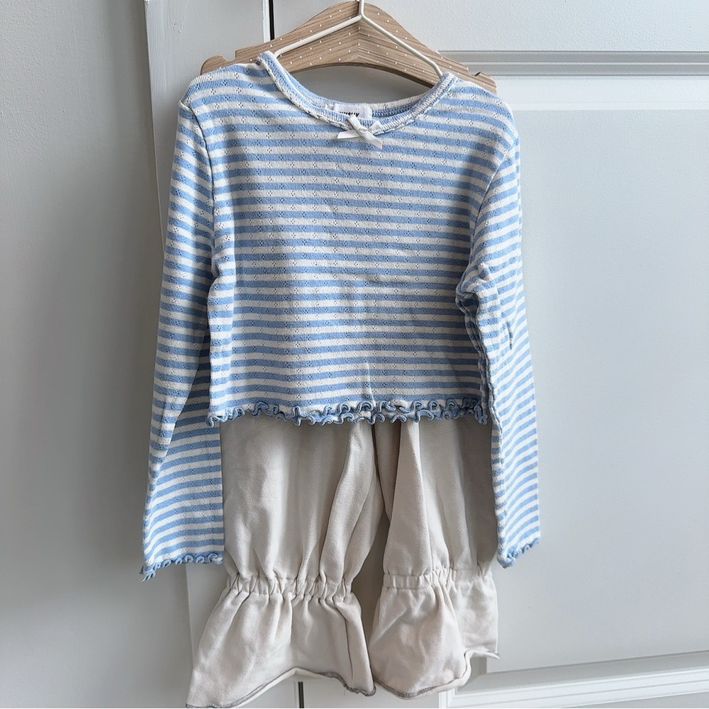 Blue and White Striped Long Sleeve Top